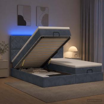 Ottoman-Bett mit Matratze und LED Dunkelgrau 200 x 200 cm Samt
