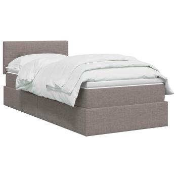 Aufbewahrungsbett mit Matratze Taupe 90 x 200 cm Samt