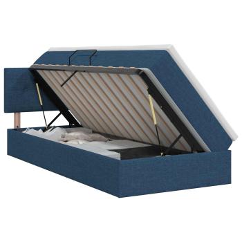 Aufbewahrungsbett mit Matratze Blau 100 x 200 cm Samt
