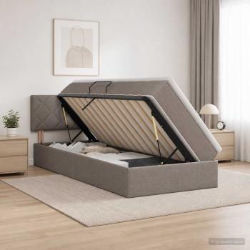 ARDEBO.de - Aufbewahrungsbett mit Matratze Taupe 90 x 200 cm Samt