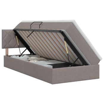 Aufbewahrungsbett mit Matratze Taupe 90 x 200 cm Samt