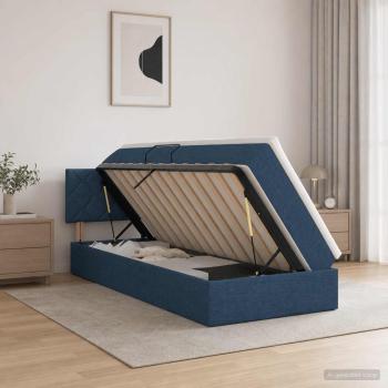 ARDEBO.de - Aufbewahrungsbett mit Matratze Blau 90 x 200 cm Samt