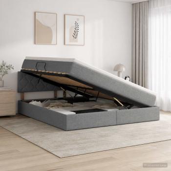 ARDEBO.de - Aufbewahrungsbett mit Matratze Dunkelgrau 140 x 200 cm Samt