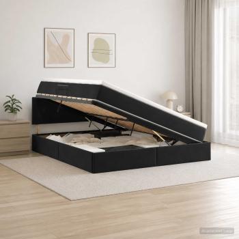 ARDEBO.de - Aufbewahrungsbett mit Kopfteil Schwarz 160 x 200 cm Samt