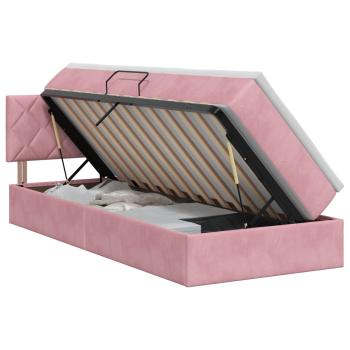 Aufbewahrungsbett mit Kopfteil Rosa 90 x 200 cm Samt