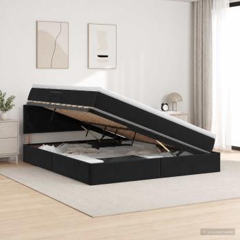 ARDEBO.de - Aufbewahrungsbett mit Kopfteil Schwarz 160 x 200 cm Samt