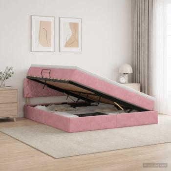 ARDEBO.de - Aufbewahrungsbett mit Kopfteil Rosa 180 x 200 cm Samt