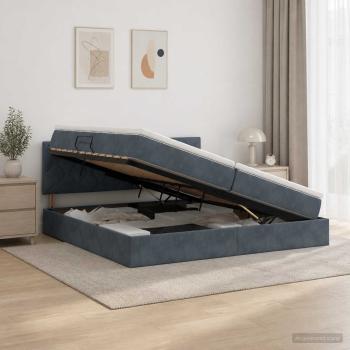 ARDEBO.de - Aufbewahrungsbett mit Kopfteil Dunkelgrau 200 x 200 cm Samt