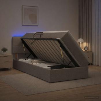 ARDEBO.de - LED-Speicherbett mit Matratze Taupe 90 x 200 cm Stoff