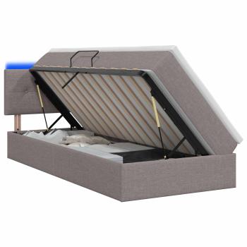 LED-Speicherbett mit Matratze Taupe 90 x 200 cm Stoff