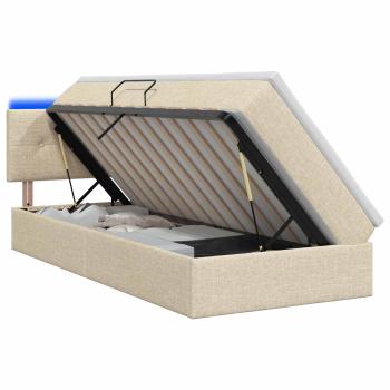 LED-Speicherbett mit Matratze Creme 100 x 200 cm Stoff