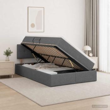 ARDEBO.de - LED-Speicherbett mit Matratze Dunkelgrau 120 x 200 cm Stoff