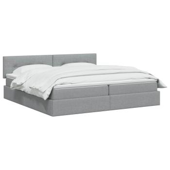 LED-Speicherbett mit Matratze Hellgrau 200 x 200 cm Stoff