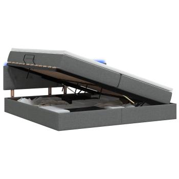 LED-Speicherbett mit Matratze Dunkelgrau 200 x 200 cm Stoff