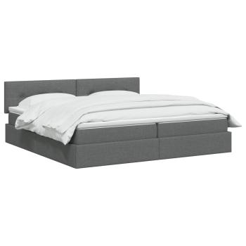 LED-Speicherbett mit Matratze Dunkelgrau 200 x 200 cm Stoff