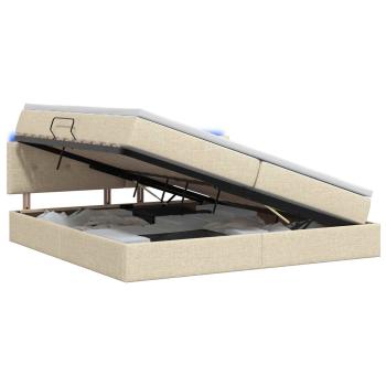 LED-Speicherbett mit Matratze Creme 200 x 200 cm Stoff