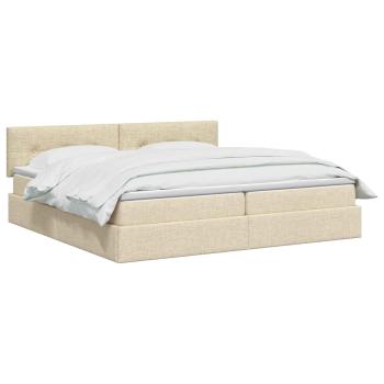 LED-Speicherbett mit Matratze Creme 200 x 200 cm Stoff