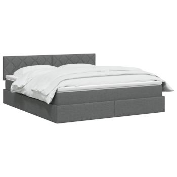 LED-Speicherbett mit Matratze Dunkelgrau 140 x 200 cm Stoff