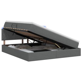 LED-Speicherbett mit Matratze Dunkelgrau 180 x 200 cm Stoff