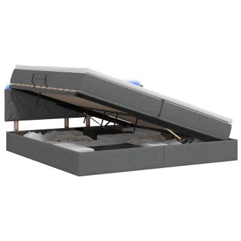 LED-Speicherbett mit Matratze Dunkelgrau 200 x 200 cm Stoff
