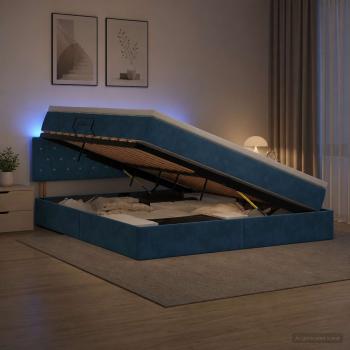 ARDEBO.de - LED-Speicherbett mit Matratze Dunkelblau 160 x 200 cm Samt