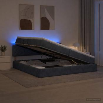 LED-Speicherbett mit Matratze Dunkelgrau 200 x 200 cm Samt