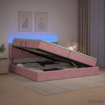 LED-Speicherbett mit Matratze Rosa 200 x 200 cm Samt
