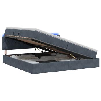LED-Speicherbett mit Matratze Dunkelgrau 200 x 200 cm Samt