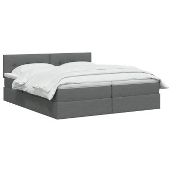 LED-Speicherbett mit Matratze Dunkelgrau 200 x 200 cm Stoff