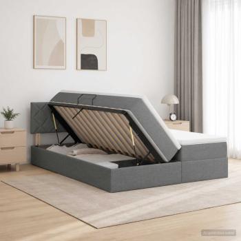 ARDEBO.de - LED-Speicherbett mit Matratze Dunkelgrau 180 x 200 cm Stoff