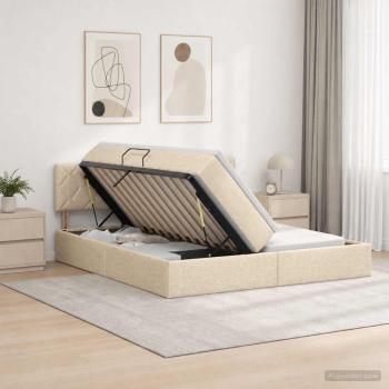 LED-Speicherbett mit Matratze Creme 180 x 200 cm Stoff