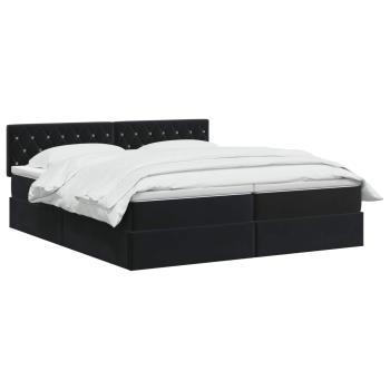 LED-Speicherbett mit Matratze Schwarz 200 x 200 cm Samt