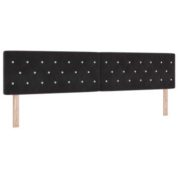 LED-Speicherbett mit Matratze Schwarz 200 x 200 cm Samt