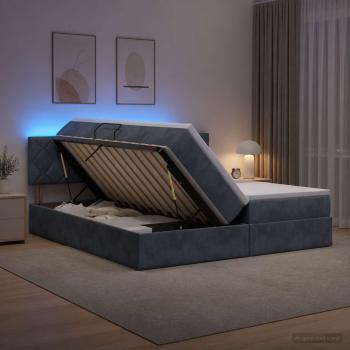 ARDEBO.de - LED-Speicherbett mit Matratze Dunkelgrau 180 x 200 cm Samt