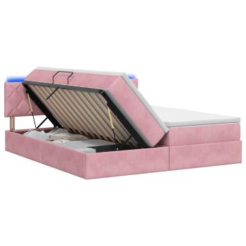 ARDEBO.de - LED-Speicherbett mit Matratze Rosa 180 x 200 cm Samt