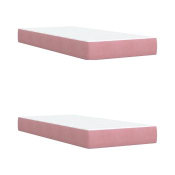 LED-Speicherbett mit Matratze Rosa 180 x 200 cm Samt