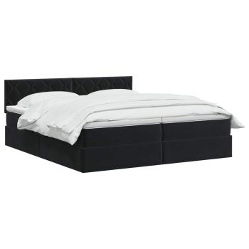 LED-Speicherbett mit Matratze Schwarz 200 x 200 cm Samt