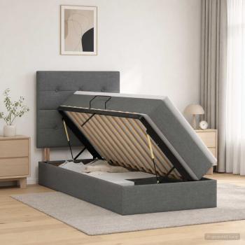 ARDEBO.de - Aufbewahrungsbett mit Matratze Dunkelgrau 100 x 200 cm Stoff