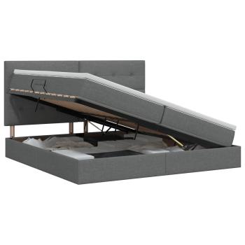 Aufbewahrungsbett mit Matratze Dunkelgrau 200 x 200 cm Stoff