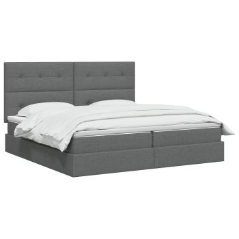 Aufbewahrungsbett mit Matratze Dunkelgrau 200 x 200 cm Stoff
