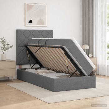 ARDEBO.de - Aufbewahrungsbett mit Matratze Dunkelgrau 90 x 190 cm Stoff