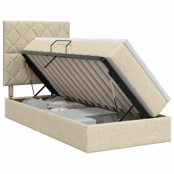 Aufbewahrungsbett mit Matratze Creme 90 x 200 cm Stoff