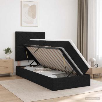 ARDEBO.de - Aufbewahrungsbett mit Matratze Schwarz 100 x 200 cm Stoff