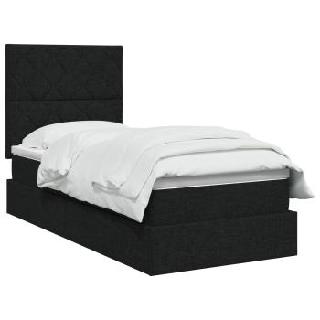 Aufbewahrungsbett mit Matratze Schwarz 100 x 200 cm Stoff