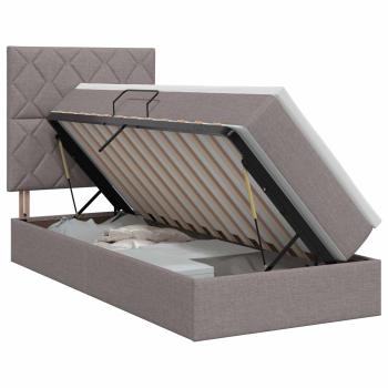 Aufbewahrungsbett mit Matratze Taupe 100 x 200 cm Stoff