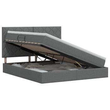 Aufbewahrungsbett mit Matratze Dunkelgrau 180 x 200 cm Stoff