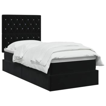 Aufbewahrungsbett mit Matratze Schwarz 100 x 200 cm Samt