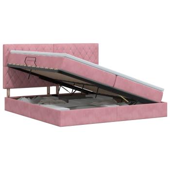 Aufbewahrungsbett mit Matratze Rosa 200 x 200 cm Samt