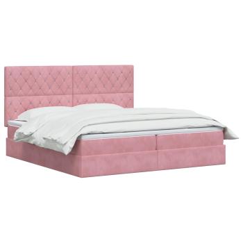Aufbewahrungsbett mit Matratze Rosa 200 x 200 cm Samt