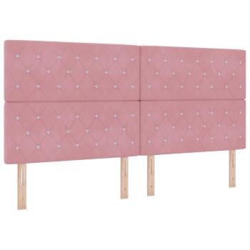 Aufbewahrungsbett mit Matratze Rosa 200 x 200 cm Samt